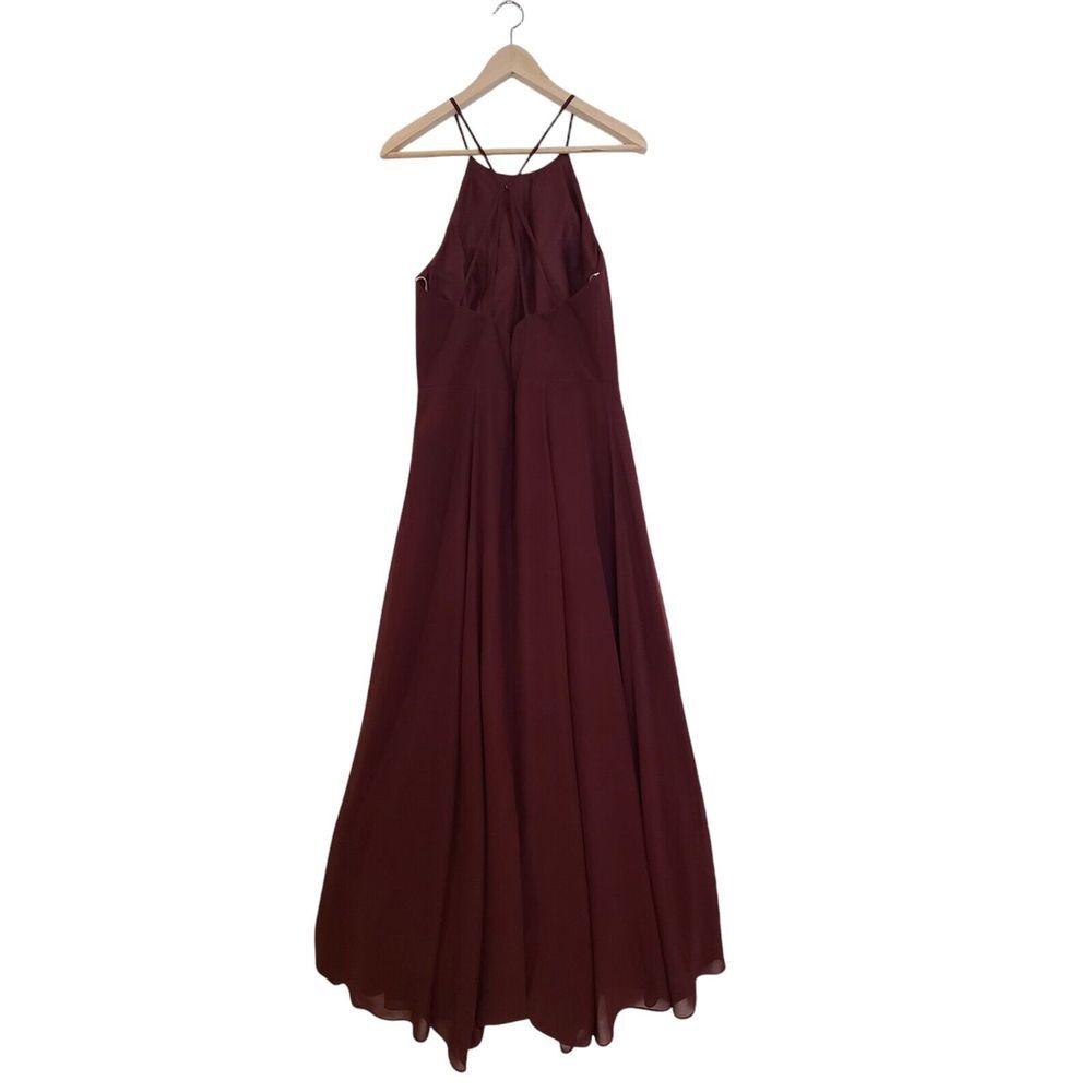 Jenny Yoo Bridesmaids Dress Womens Size 10 Wine Full Length Gown High Thigh Slit - Picture 3 of 9